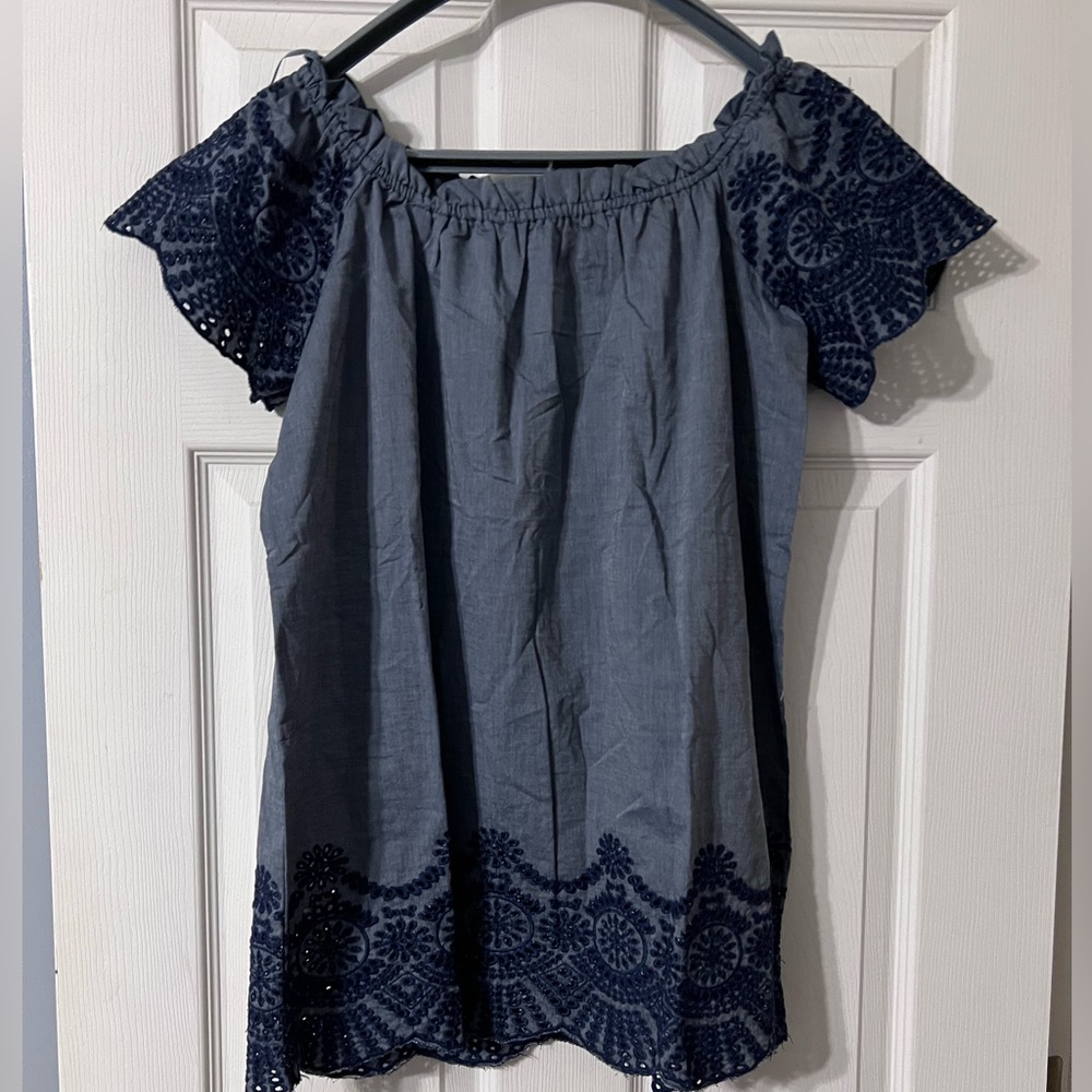Blue Royal Standard dress with lace edge - L